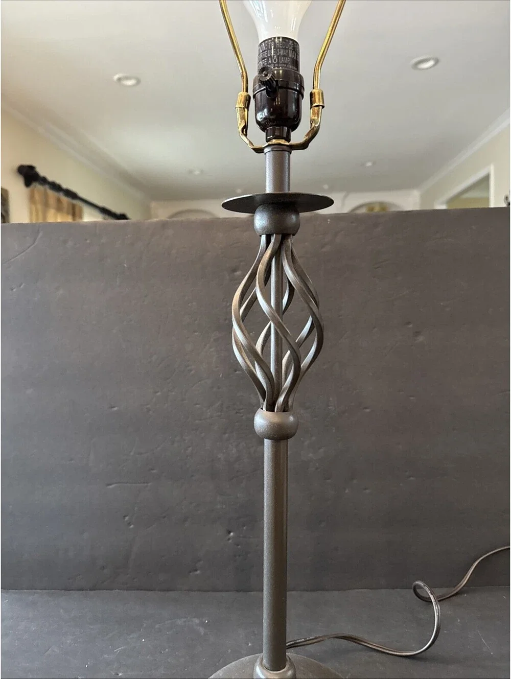 Hampton Bay Wrought Iron Table Lamp 30” H To Finial By 7” Base